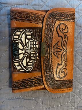 Vtg Hand Tooled Leather ROMA Wallet
